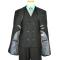 Extrema Solid Black Weaved Super 140's Wool Vested Suit 822628/84225